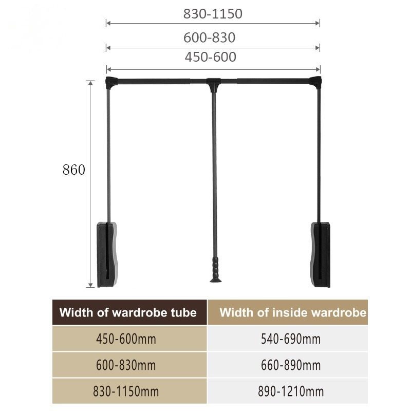 G16 Original Design Single Soft Close Pull Down Wardrobe Lifter Clothes Organization Hanger for Wardrobe - Clothes Hange